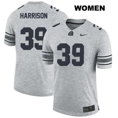 Women's NCAA Ohio State Buckeyes Malik Harrison #39 College Stitched Authentic Nike Gray Football Jersey XC20C10GN